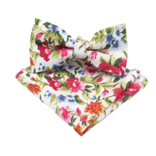 Vibrant Colour Floral Pattern Bow Tie Set