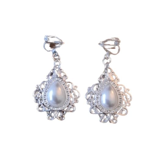 Vintage Design Pearl Drop Clip On Earrings