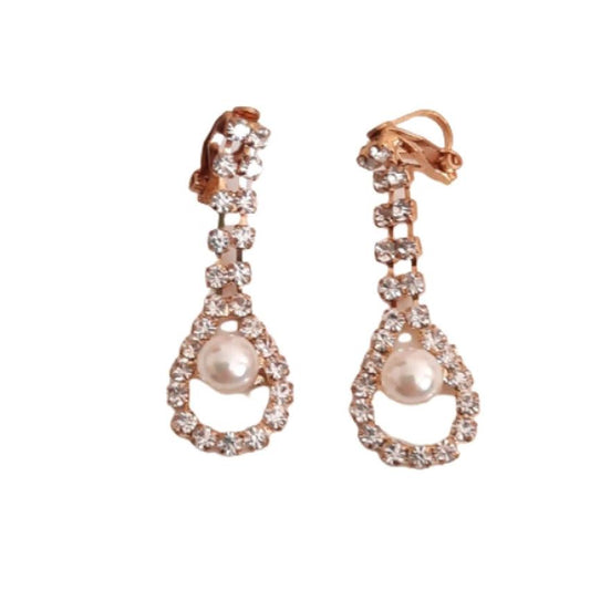 Vintage Inspired Gold Tone Clip On Earrings With A Pearl Centre