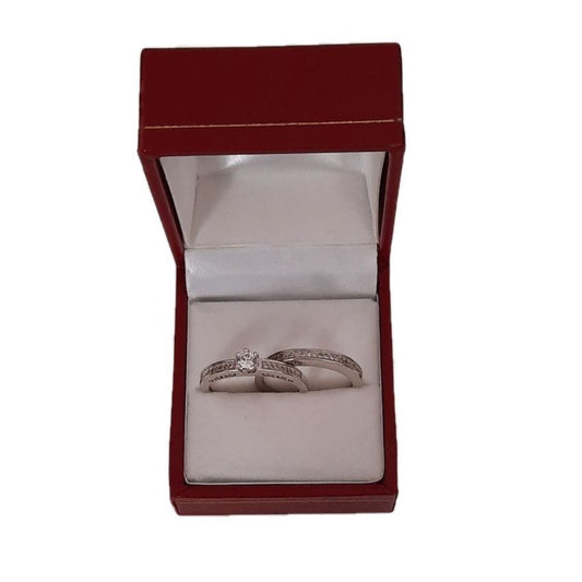Wedding Ring Silver Set Round Stone