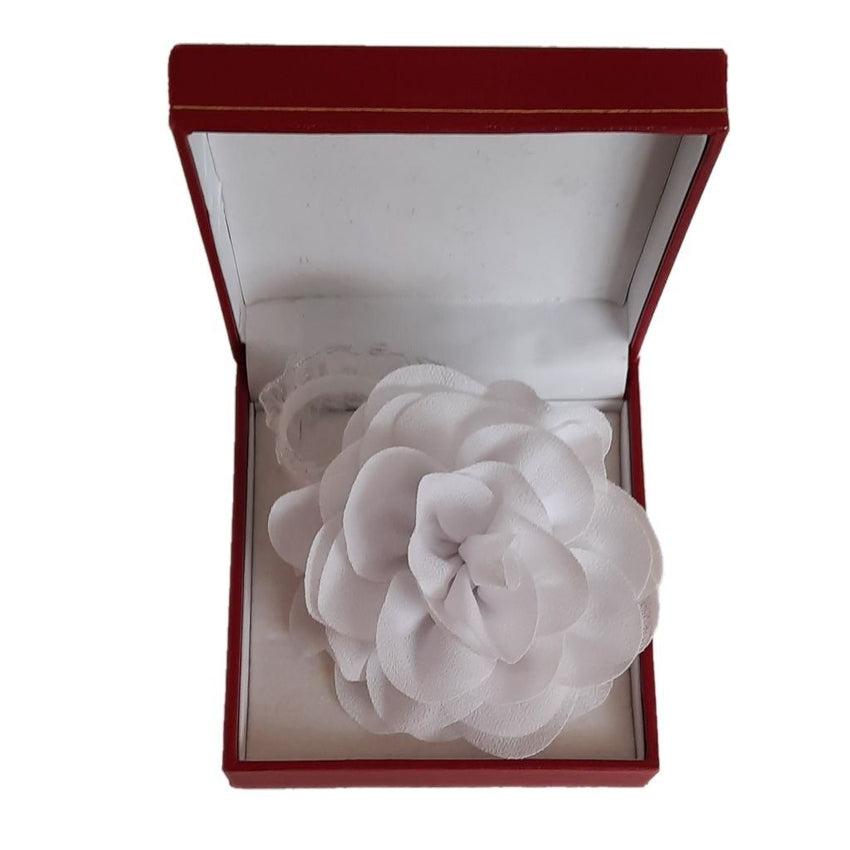 White Chiffon Rose Flower Wrist Corsage