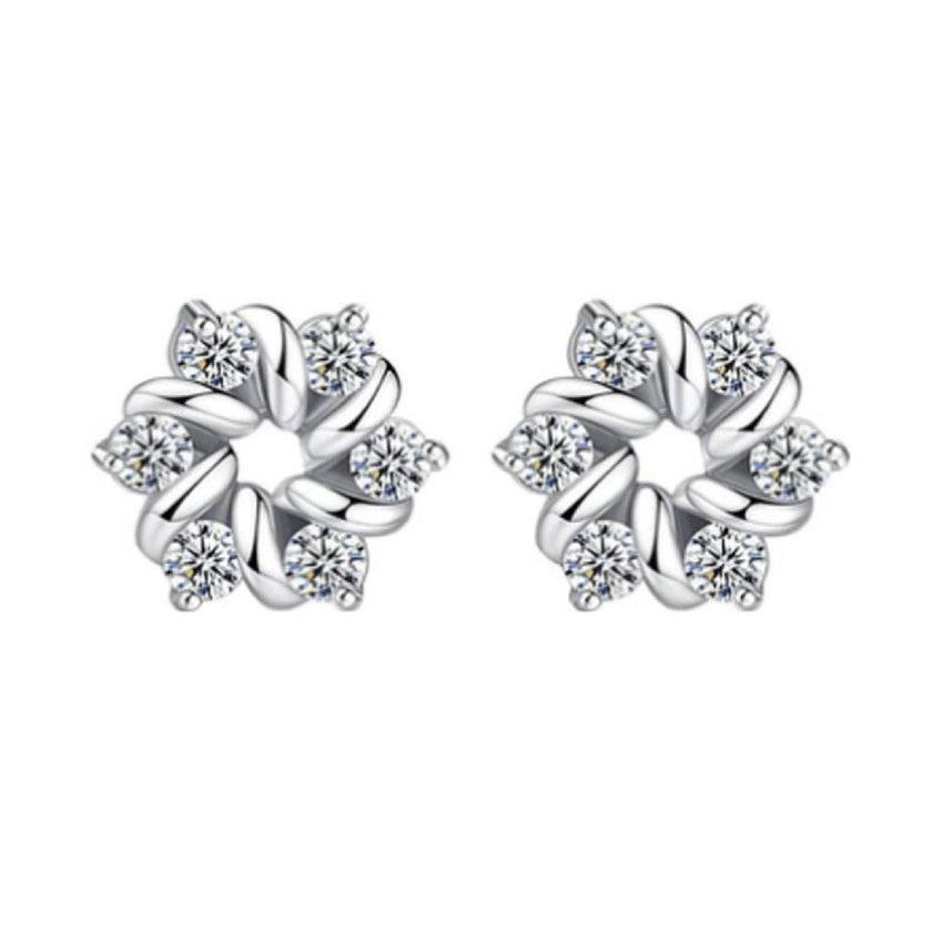 White Cubic Zirconia Childs Flower Earrings