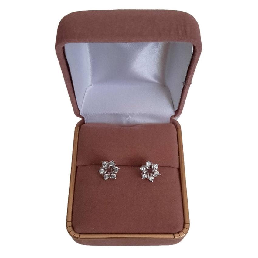 White Cubic Zirconia Childs Flower Earrings