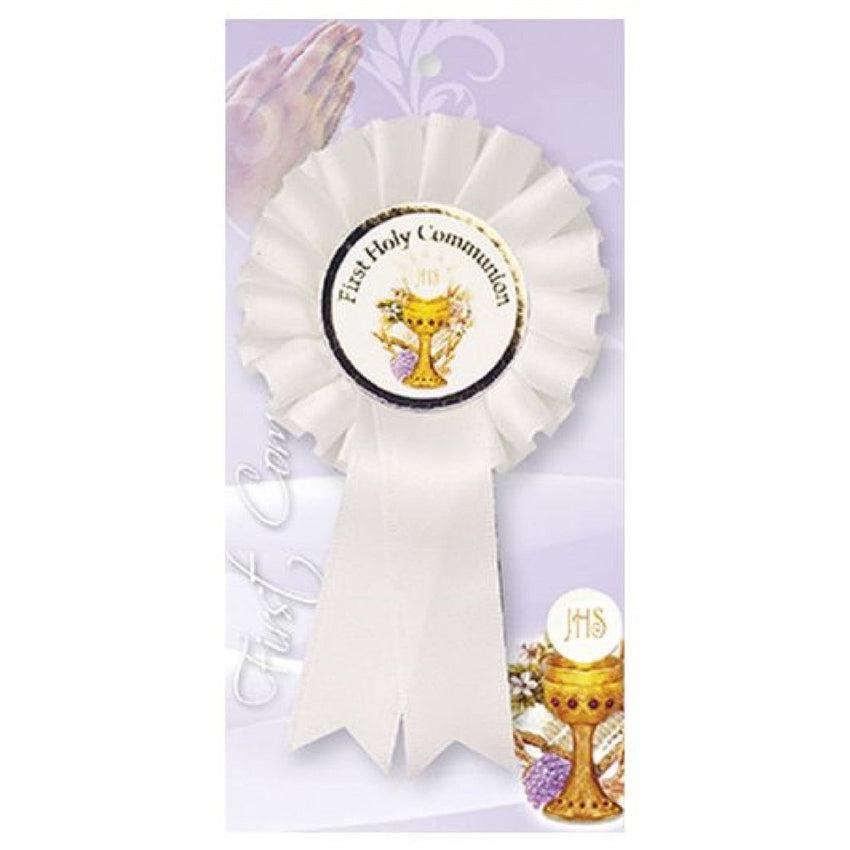 White First Holy Communion JHS Chalice Rosette