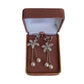 White Flower Dangly Clip On Earrings