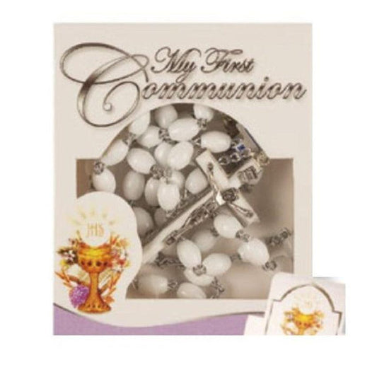 White Gift Boxed My First Communion Rosary Beads
