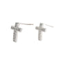White Gold Plated Girls Communion Cross Earrings
