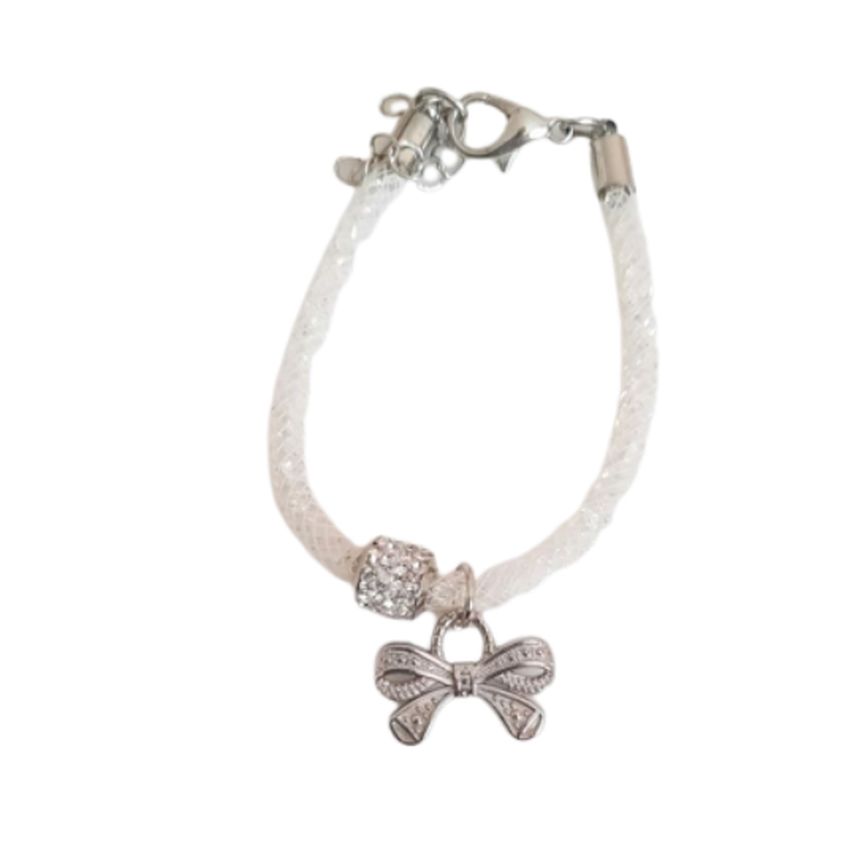 White Mesh With A Bow Girls Bracelet