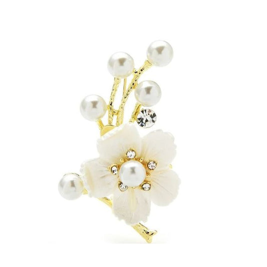 White Pearl Flower Brooch