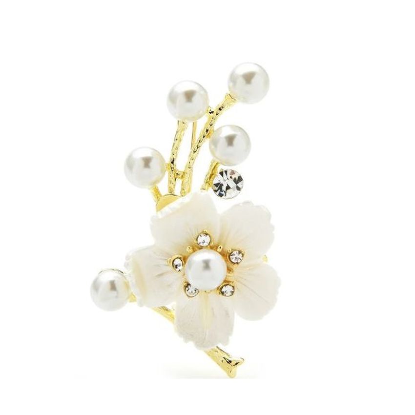 White Pearl Flower Brooch