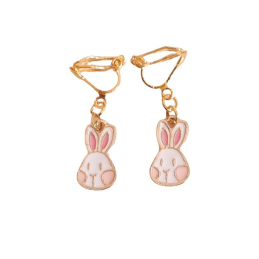 White Rabbit Clip On Earrings