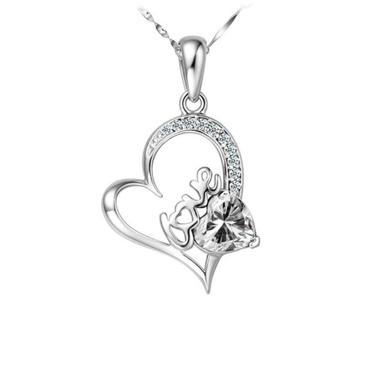 White Stone Half Cubic Zirconia Stone With The Word Love Pendant