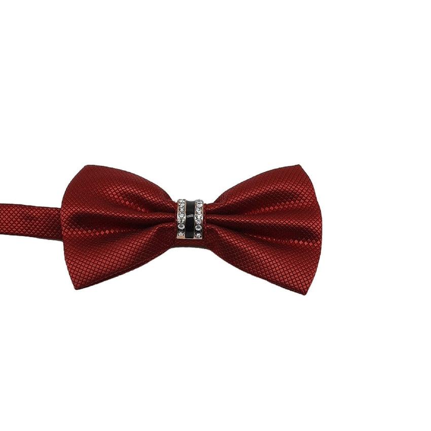 Wine Red Bow Tie With A Diamante Centre