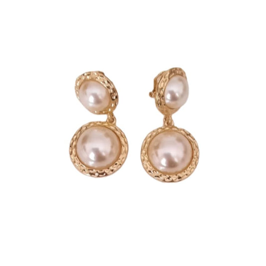 Woven Edge Pearl Clip On Earrings