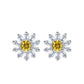 Yellow Citron Centre Baguette Cut Flower Stud Earrings