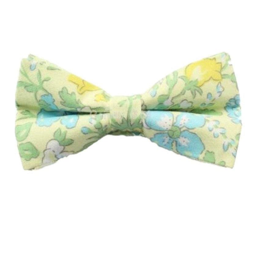 Yellow Green And Blue Floral Bow Tie