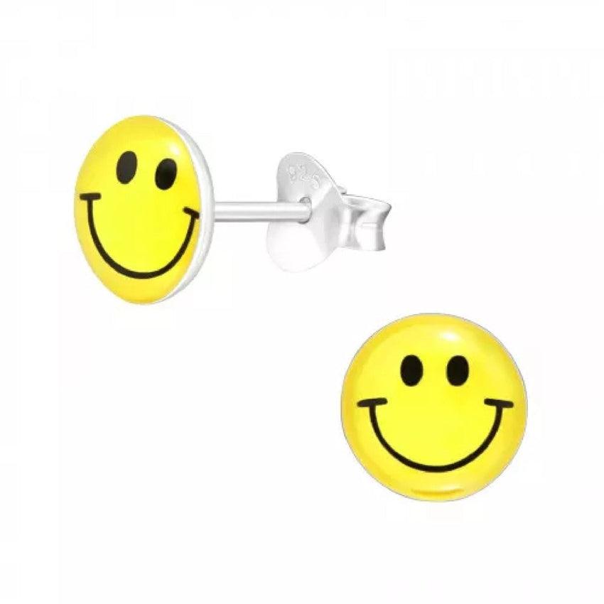Yellow Smiley Face Sterling Silver Earrings