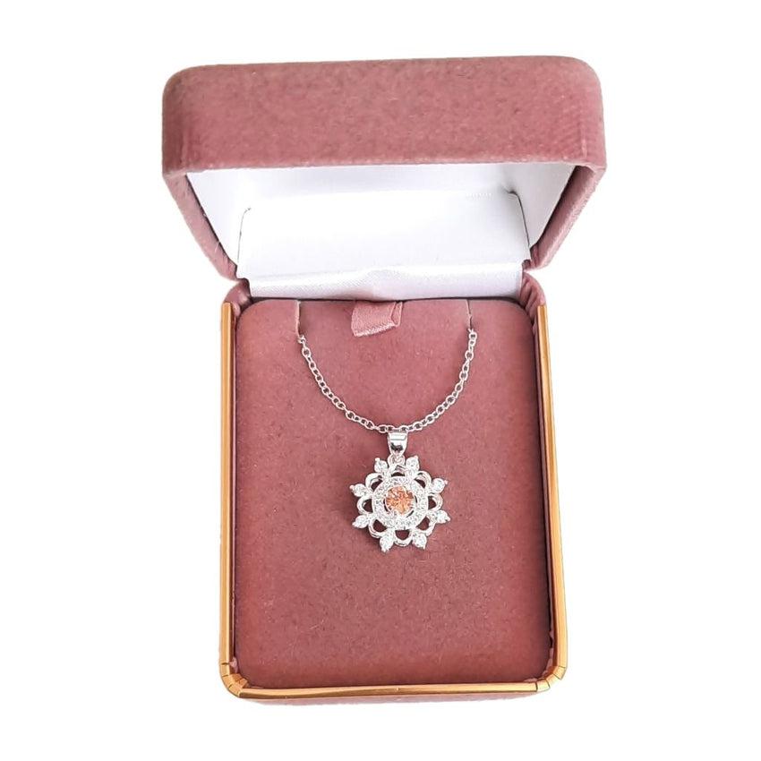 Yellow Topaz Pendant With a Silver And CZ Starburst Surround