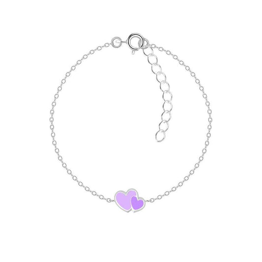 Young Childs Purple Heart Silver Bracelet